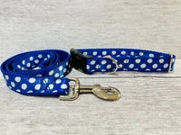 Royal Blue and white Spots Dots Dog Collar 3