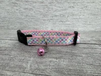 Pastel Checker Cat Collar 1