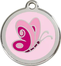 Personalised Red Dingo Butterfly Enamel Pet ID Tag 1