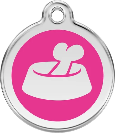Red Dingo Enamel Bone in Bowl Personalised Pet ID Tag