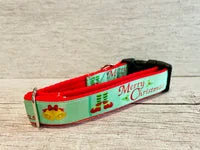 Green Merry Christmas Themed Dog Collar 2