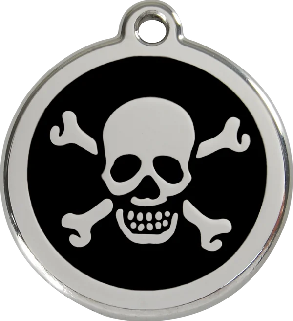 Personalised Skull & Crossbones Enamel Pet ID Tag