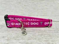 Hot Pink Diabetic - Medical Alert Dog Collar 4