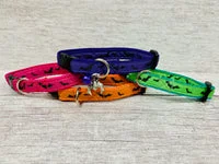 Bright colourful Bats Halloween Scary Puppy/Small Dog Collar 1