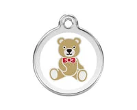 Personalised Red Dingo Teddy Bear Enamel Pet ID Tag 1