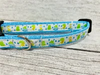 April Showers Ducks Frogs Raining Puddles Cat Collar 3