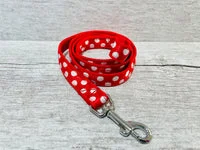 Red with White Spots Dots Ribbon Lead 2