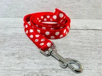 Red with White Spots Dots Ribbon Lead 1