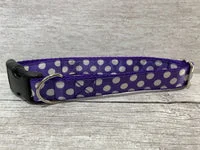 Purple and white Spots Dots Dog Collar 1