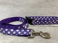 Purple and white Spots Dots Dog Collar 3