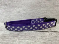 Purple and white Spots Dots Dog Collar 2