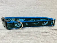 Blue Jurassic Dinosaur Skeleton Bones Dog Collar 1