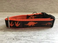 Orange Jurassic Dinosaur Skeleton Bones Dog Collar 2