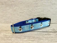 Blue Snowman Snowflake Themed Dog Collar 3