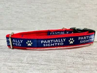 Two Tone Blue with Red Partially Sighted Blind Dog Collar 4