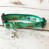Dinosaur Cat Collar - Handmade Breakaway Safety Collar with Dino Charm 4