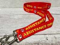 Red with Yellow Text Assistance Dog Alert Dog Lead 5