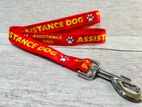 Red with Yellow Text Assistance Dog Alert Dog Lead 2