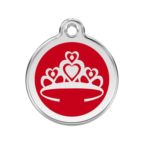 Personalised Red Dingo Enamel Crown Pet ID Tag