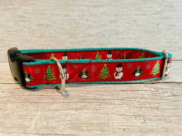 Red Christmas Themed Snowman Penguin Xmas Tree Dog Lead