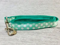 Green with White Spots Dots Ribbon Lead 2