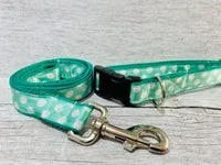Green and white Spots Dots Dog Collar 3