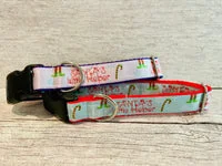 Blue Santa's Little Helper Themed Dog Collar 3