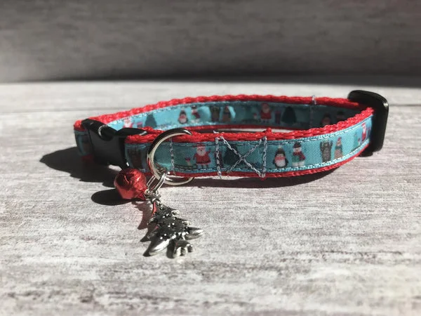 Christmas Bears Cat Collar - Handmade Festive Santa Design