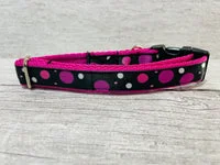 Black and Pink Spots Dots Inspired Dog Collar 2