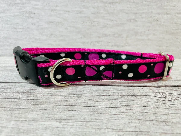 Black and Pink Spots Dots Inspired Dog Collar