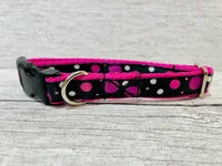 Black and Pink Spots Dots Inspired Dog Collar 1