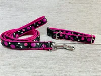Black and Pink Spots Dots Inspired Dog Collar 3