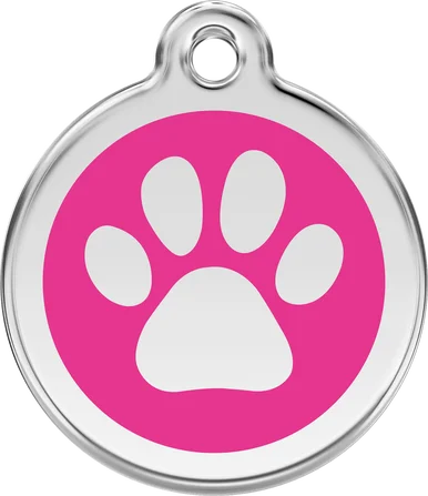 Red Dingo Personalised Enamel Paw Print Pet ID Tag