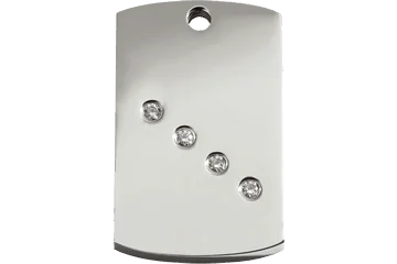 Diamante Polished Stainless Steel Rectangular Pet ID Tag