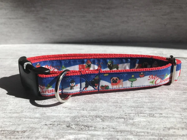 Pug Merry Christmas Santa Dog Collar