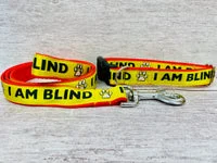 I am Blind Dog Collar - Yellow on Red Alert 1