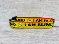 I am Blind Dog Collar - Yellow on Red Alert 2