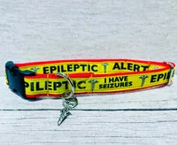 Yellow on Red Epileptic - Medical Alert Dog Collar 3