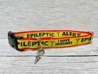 Yellow on Red Epileptic - Medical Alert Dog Collar 2