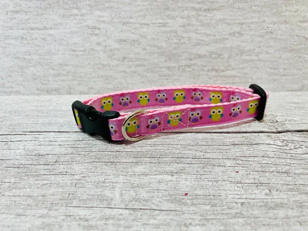 Pink Owl Dog Collar