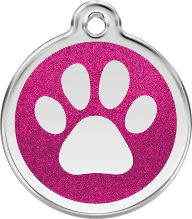Personalised Red Dingo Glitter Enamel Paw Pet ID Tag