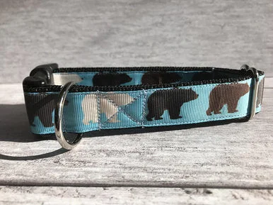 Blue Wild Bears Dog Collar