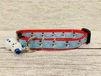 Sky Blue Christmas Snowman and Snowflake Xmas Cat Collar 2