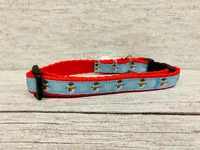 Sky Blue Christmas Snowman and Snowflake Xmas Cat Collar 3