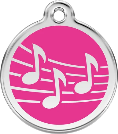 Personalised Red Dingo Music Note Enamel Pet ID Tag