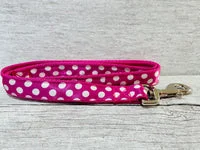 Hot Pink and white Spots Dots Dog Collar 5