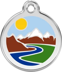 Red Dingo Enamel Pet ID Tag - Mountains Design 1