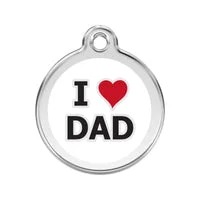 Personalised Red Dingo Enamel I Love Dad Pet ID Tag 1