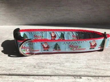 Merry Christmas Santa Themed Dog Collar