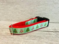 Green Christmas Tree Themed Snowman Dog Collar 3